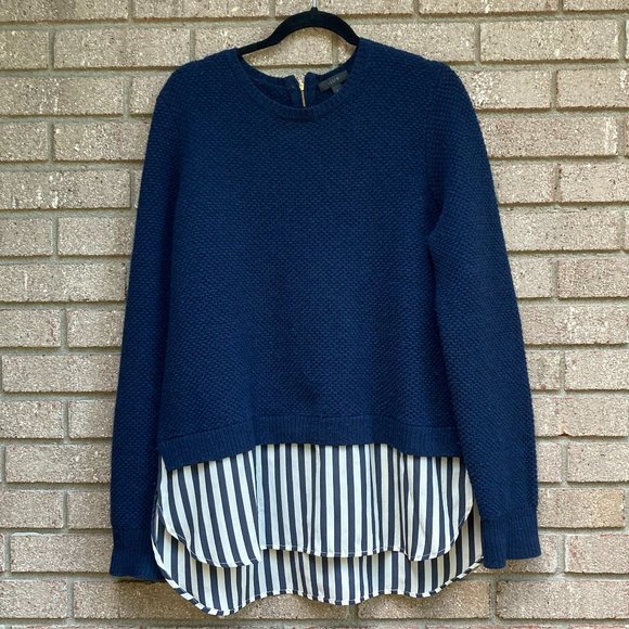 J. CREW Silk Layered Blue Wool Zip Back Sweater Size XL - Picture 1 of 9